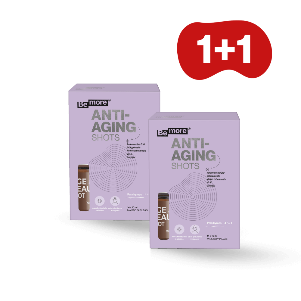 1+1 Anti-Aging Shots, geriamasis tirpalas (14 buteliukų po 10ml)