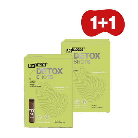 1+1 Detox Shots, geriamasis tirpalas (12 buteliukų po 10ml)