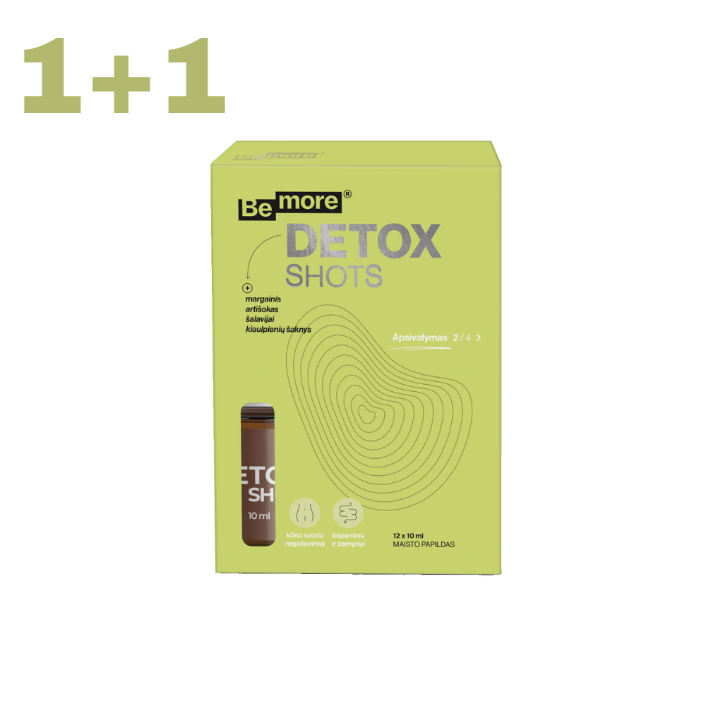 1+1 "Detox Shots", geriamasis tirpalas (12 buteliukų po 10ml)