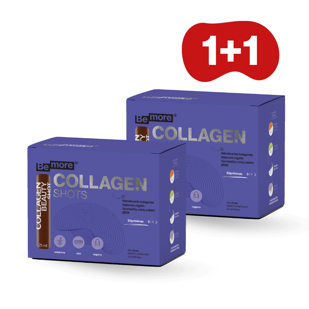 1+1 Collagen Shots, geriamasis tirpalas (14 buteliukų po 25ml)