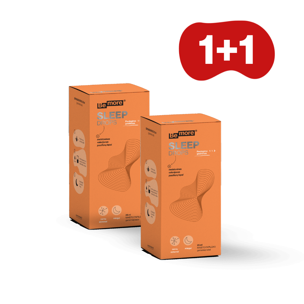 1+1 Sleep, geriamieji lašiukai su melatoninu (25ml)